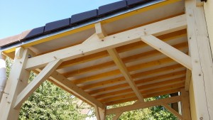Rénovation,, auvent en bois, menuiserie Lemaire à Sézanne dans la Marne, 51